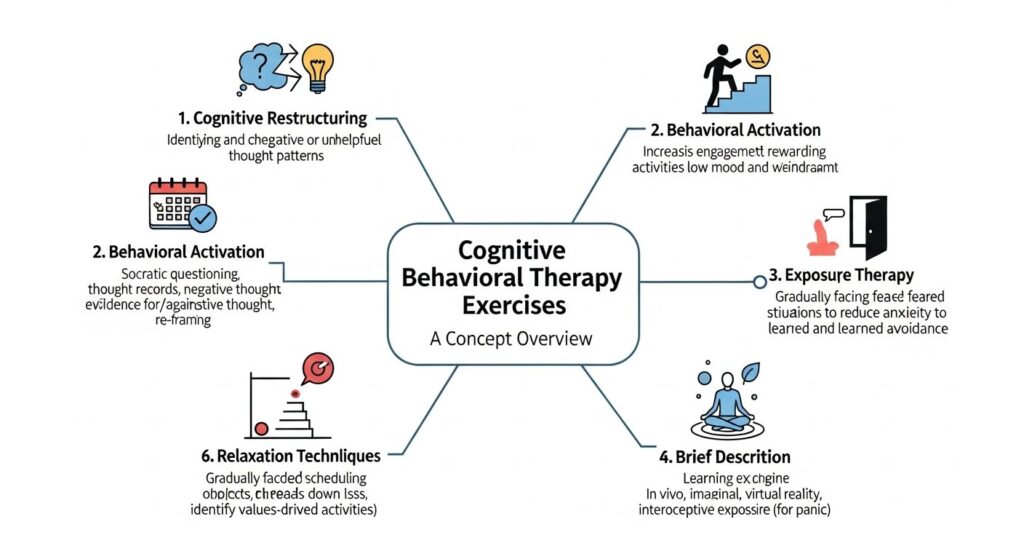 cognitive behavioral therapy exercises — featured illustration